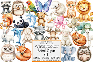 Watercolor Animal Clipart, a Seasonal Illustration by Design Market
