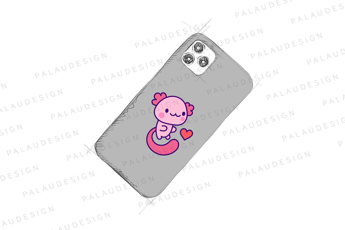 Cute Kawaii Axolotl Pet Character, an Animal Illustration by Palau (Photo 8 of 12)