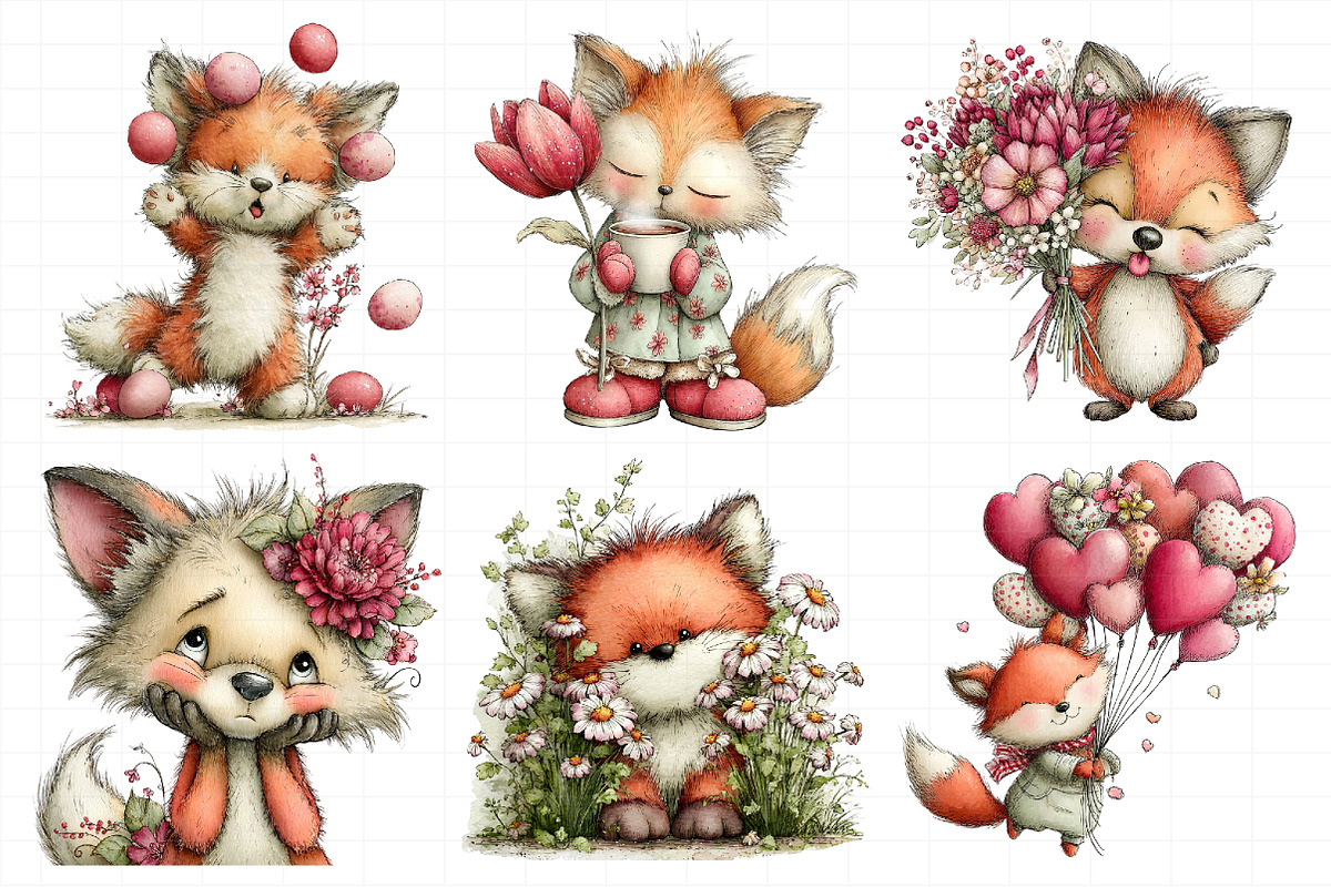 Whimsical Spring Funny Fox Clipart, an Illustration by Daily.Designs (Photo 5 of 8)