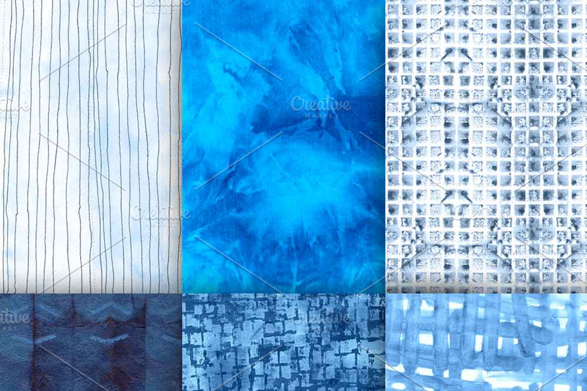 16 Indigo/Shibori Watercolour Papers, a Pattern Graphic by Liz Plummer (Photo 2 of 6)