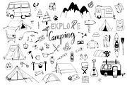 Camping Clipart. Doodle Icons PNG, an Outline Icon by BuzikArtShop (Thumbnail 2 of 5)