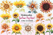 Watercolor Sunflower Clipart Bundle., a Graphic by CitraGraphics (Thumbnail 1 of 4)