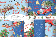 Watercolor Christmas patterns, a Transportation Illustration by JennyColorArt (Thumbnail 1 of 5)