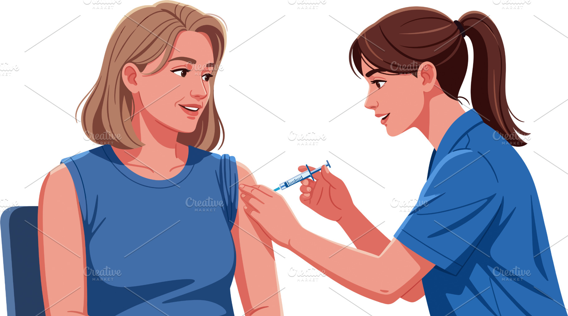 Nurse administering a vaccine to the, a Health & Medical Photo by angellodeco