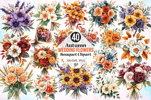 Autumn Wedding Flowers Bouquet, a Seasonal Illustration by Canvas Craft