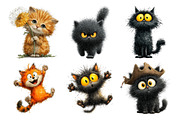 Whimsical Funny Cat PNG Bundle, an Animal Illustration by Creative Art (Thumbnail 3 of 5)