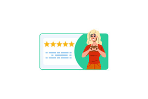 Woman giving five star feedback and, an Object Illustration by pikepicture
