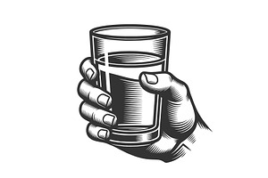 Hand Holding Glass Of Water vector, a Food Illustration by AlexArt