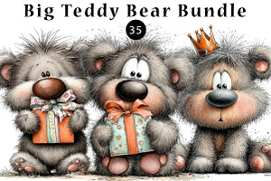 Big Teddy Bear Bundle, a Seasonal Illustration by CreationArt