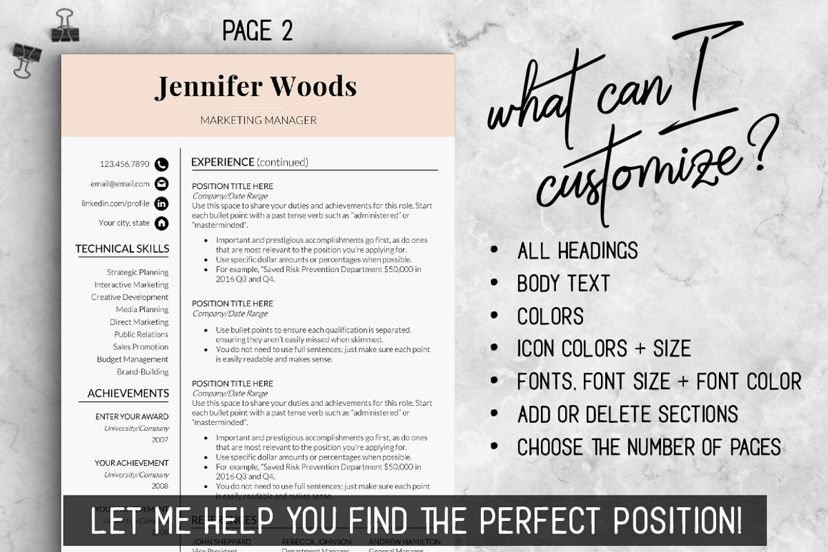 Feminine Resume Template / Woods, a Resume Template by LevelUpResume (Photo 4 of 5)