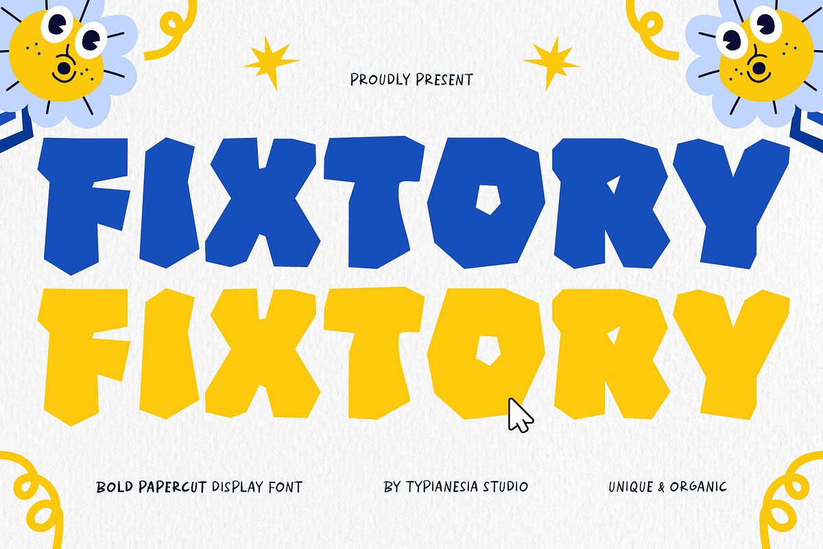 Fixtory - Bold Papercut Game Font, a Font by Typia Nesia (Photo 1 of 14)