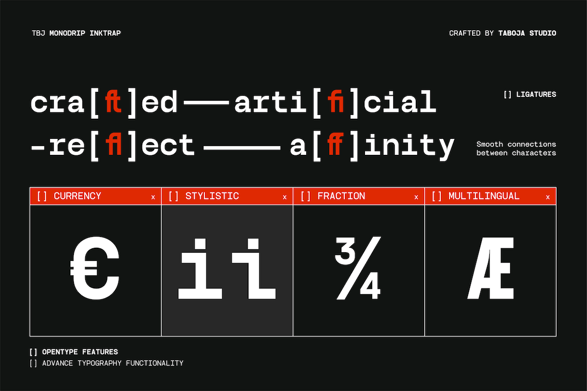 TBJ Monodrip Inktrap Monospace, a Sans Serif Font by Taboja Studio (Photo 7 of 15)