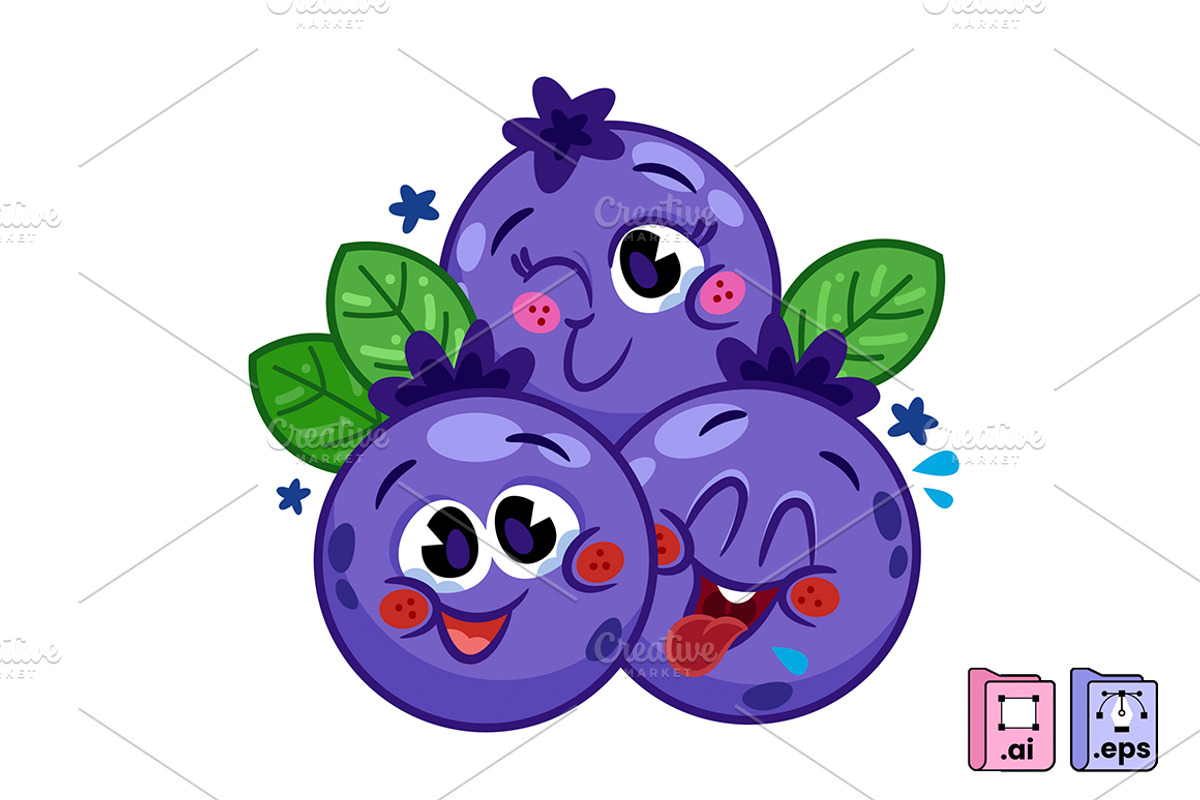 Hand Drawn BlueBerry Cartoon Fruit, a Food Illustration by MISS CHATZ (Photo 1 of 3)