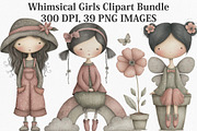 Whimsical Girls Clipart Bundle, an Illustration by Canvas Craft (Thumbnail 1 of 7)
