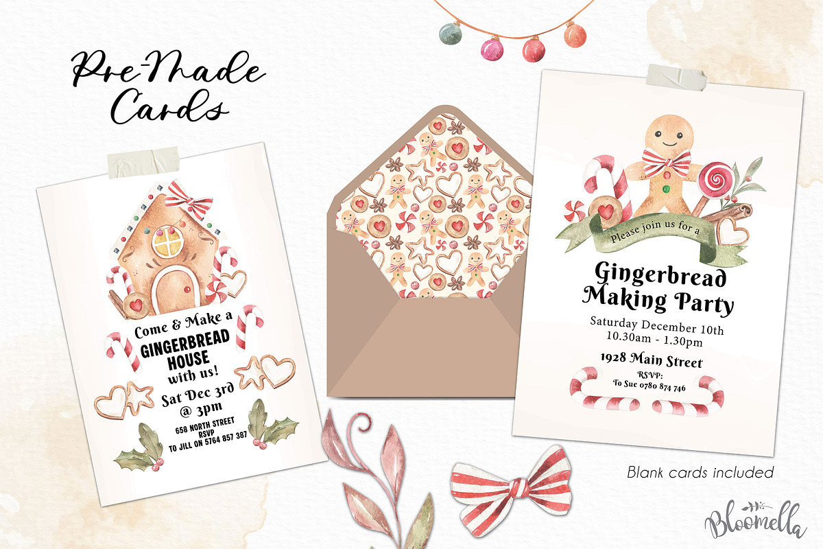 Watercolour Gingerbread Clipart Set, a Decorative Illustration by Bloomella (Photo 7 of 10)
