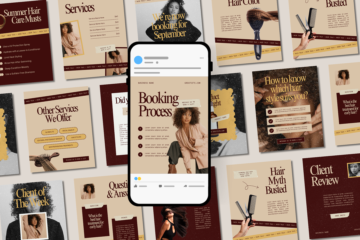 Luxury Hair Instagram Templates, a Social Media Template by Anna Design Studio (Photo 1 of 9)