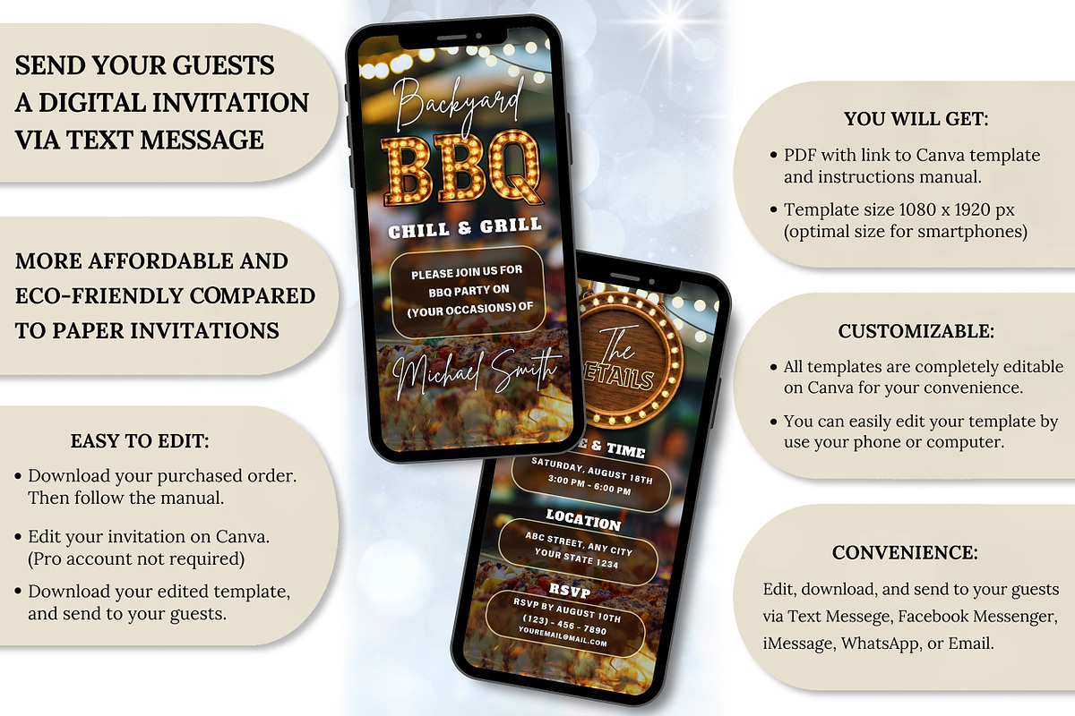 Editable BBQ Party Evite Template, an Invitation Template by V Design Creator (Photo 4 of 8)