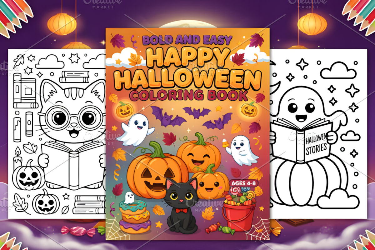 Bold Easy Happy Halloween Coloring, a Seasonal Illustration by Coco Bloom (Photo 2 of 4)