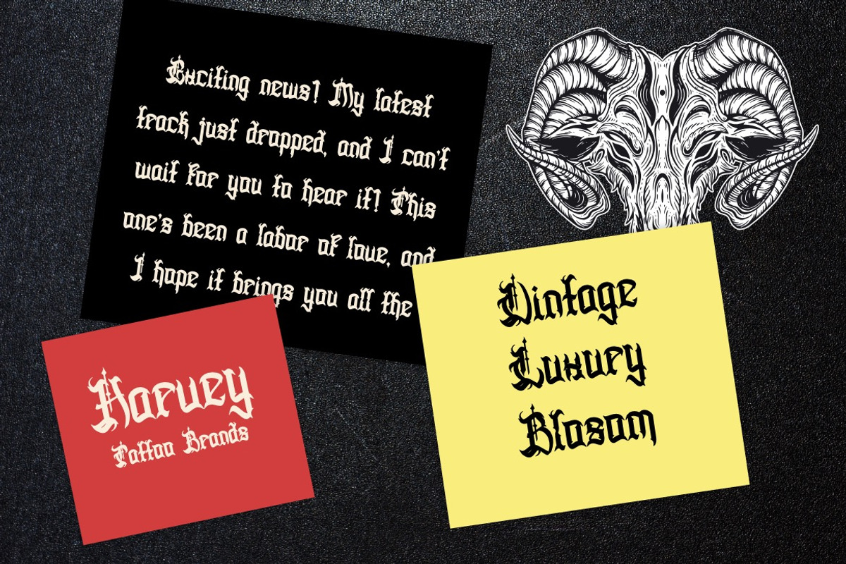 Deaths Hallows- Medieval Blackletter, a Blackletter Font by Dhabee (Photo 5 of 17)
