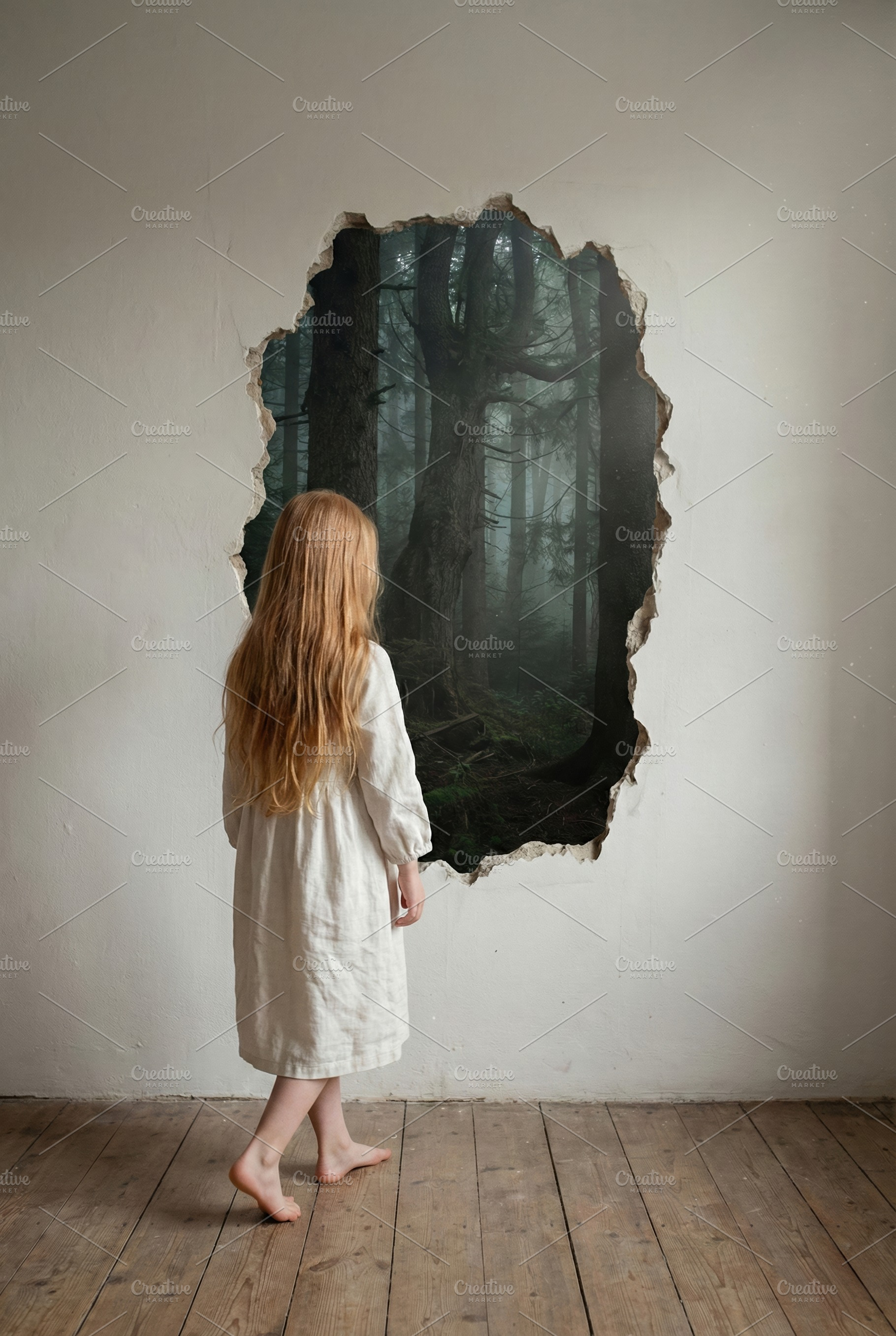 Girl Gazing into Mysterious Forest, a Person Photo by Virgo Studio