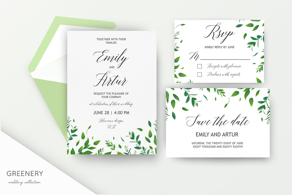 Wedding collection - Greenery, an Invitation Template by Alewiena (Photo 1 of 4)