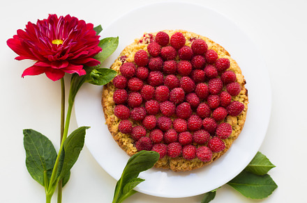 bright raspberry cake on a plate, a Food & Drink Photo by Artsaba Family