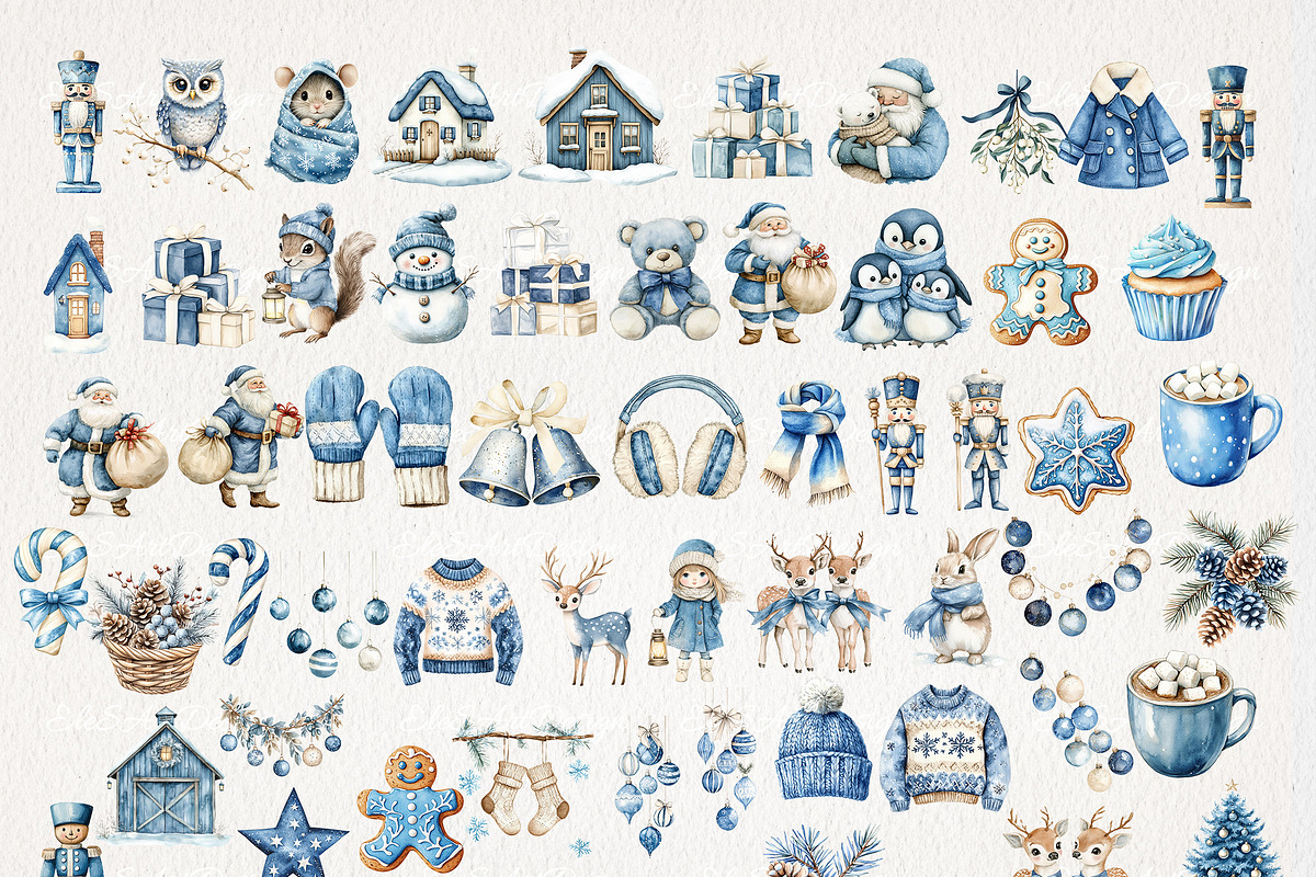 Blue Christmas Clipart 56 PNG, a Seasonal Illustration by EleSArtDesign (Photo 2 of 4)