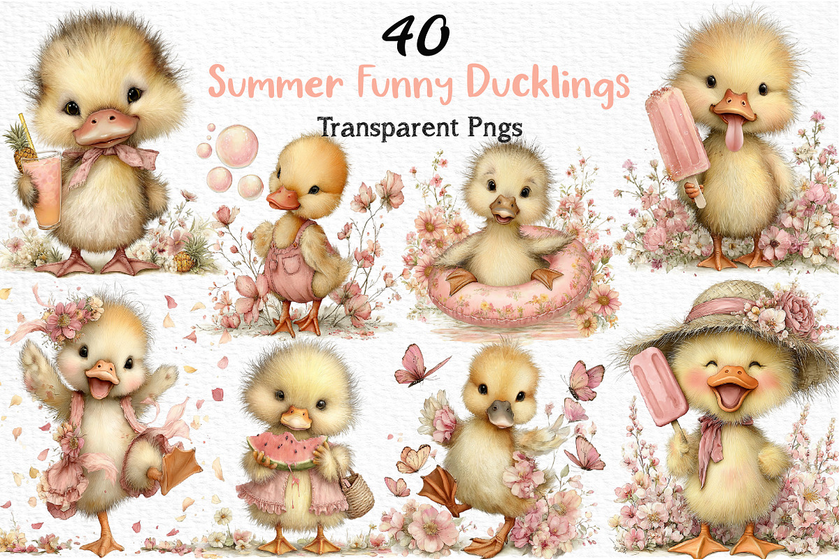 Summer Funny Ducklings Clipart, an Illustration by Craft Nest (Photo 1 of 12)