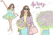 Spring Girls Clipart, a Person Illustration by GlamArtZhanna (Thumbnail 1 of 4)