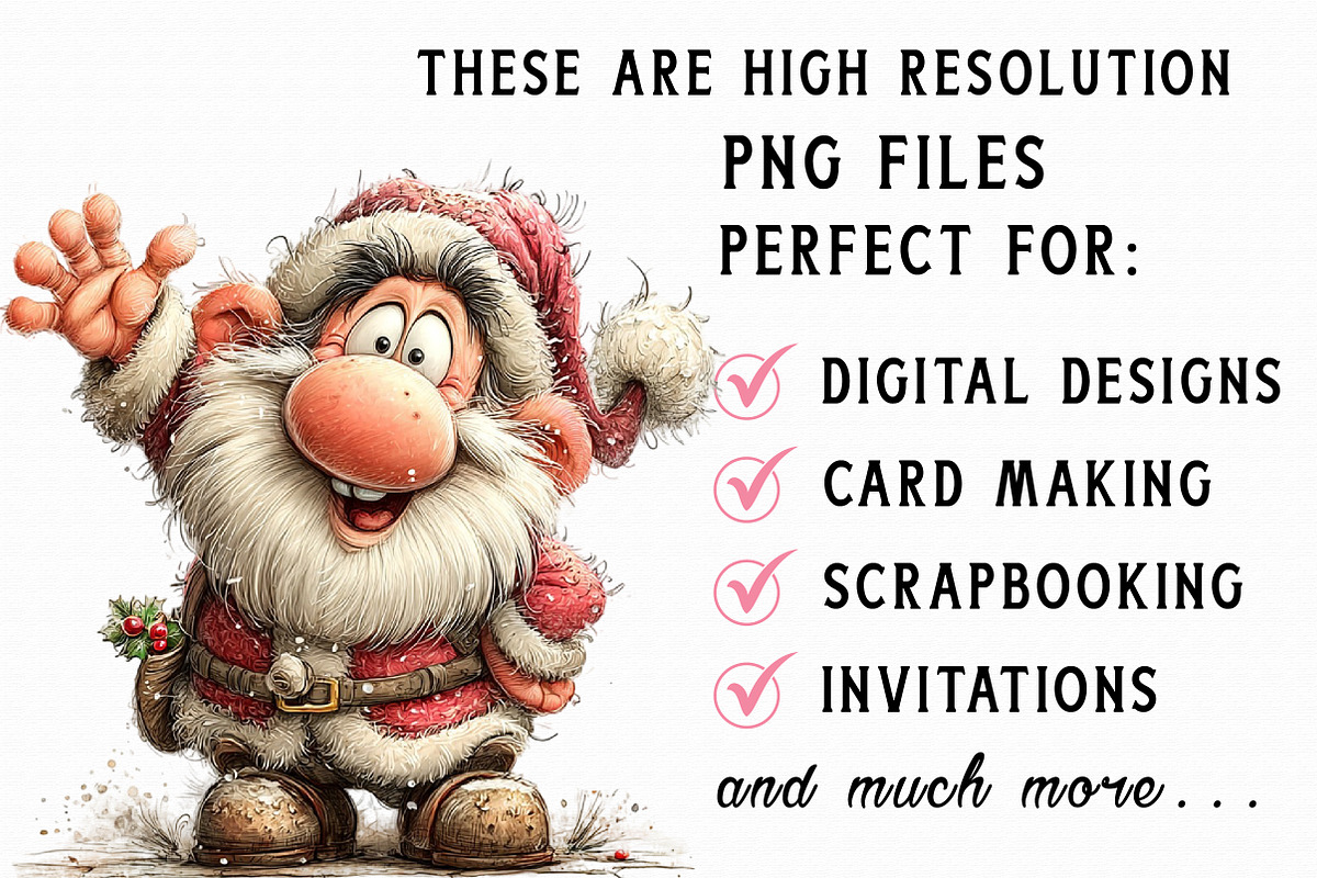 Christmas Pink vintage Santa Clipart, an Illustration by Libby Wishes (Photo 5 of 7)
