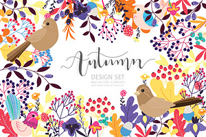Fall / Autumn flower design set 