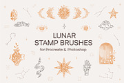 Lunar Stamp Brushes for Procreate, a Brush Add-On by NinaFedorova (Thumbnail 1 of 6)