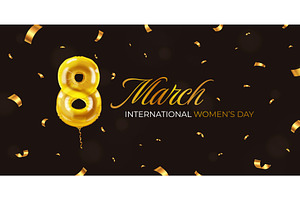March 8 balloon. Realistic eight, an Illustration by Stock-Smart-Start