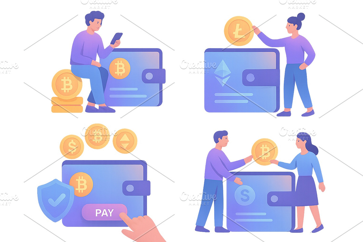Digital wallets and cryptocurrency, a Finance Illustration by ZinetroN