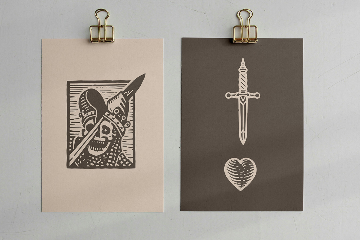 Gothic Times 2 Linocut Bundle, an Object Illustration by ClayStudio (Photo 3 of 8)