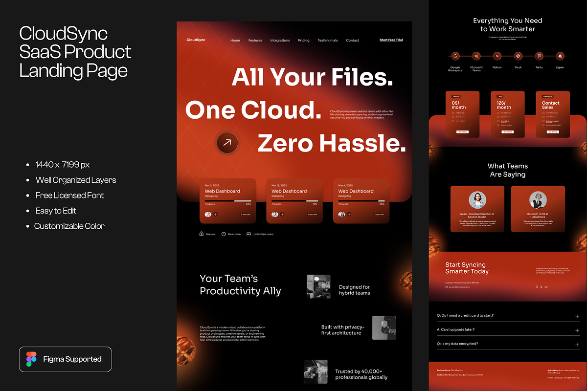 Figma SaaS Product Landing Page, a Landing Page Template by Musara (Photo 1 of 5)