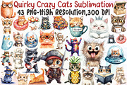 Quirky Crazy Cats Sublimation Clipar, an Illustration by Sublimation Artist (Thumbnail 1 of 6)