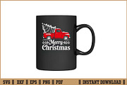Vintage Merry Christmas Truck SVG, a Seasonal Illustration by Handy Arts Studio (Thumbnail 3 of 3)