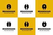 Letter A H O Plug Logo Set, a Branding & Logo Template by Pray Art Design Studio (Thumbnail 1 of 2)