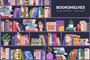 Bookshelves. Book sale poster, an Object Illustration by Good Studio