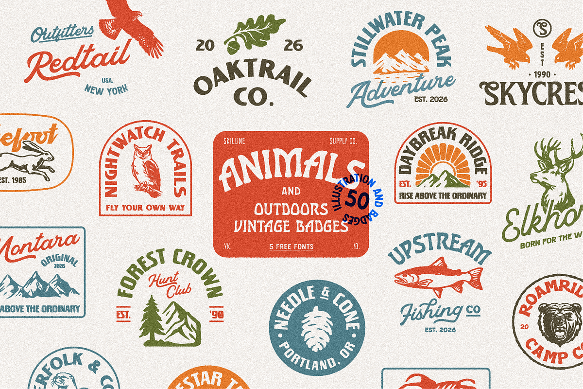 Animals & Outdoors Badges Vol. 1, a Branding & Logo Template by Skilline Supply Co. (Photo 1 of 10)