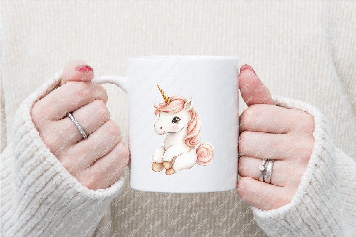 Neutral Unicorn Clipart, an Illustration by Watercolor design (Photo 8 of 12)