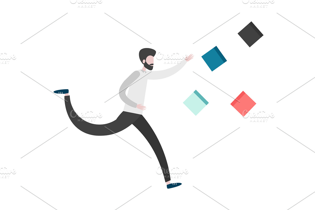 Busy employee rushing vector icon, an Illustration by Sky Pics Studio