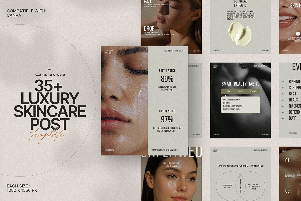 Skincare Feed Templates in Canva