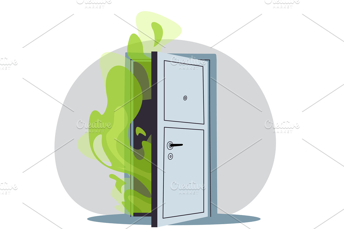 Unpleasant odor coming from door, an Object Illustration by Vectorbuum