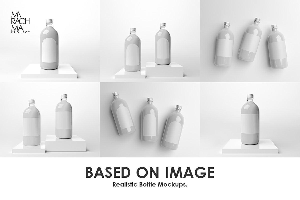 1-Liter Glass Bottle Mockup Set, a Cups & Container Mockup by Mirachma Project (Photo 2 of 9)