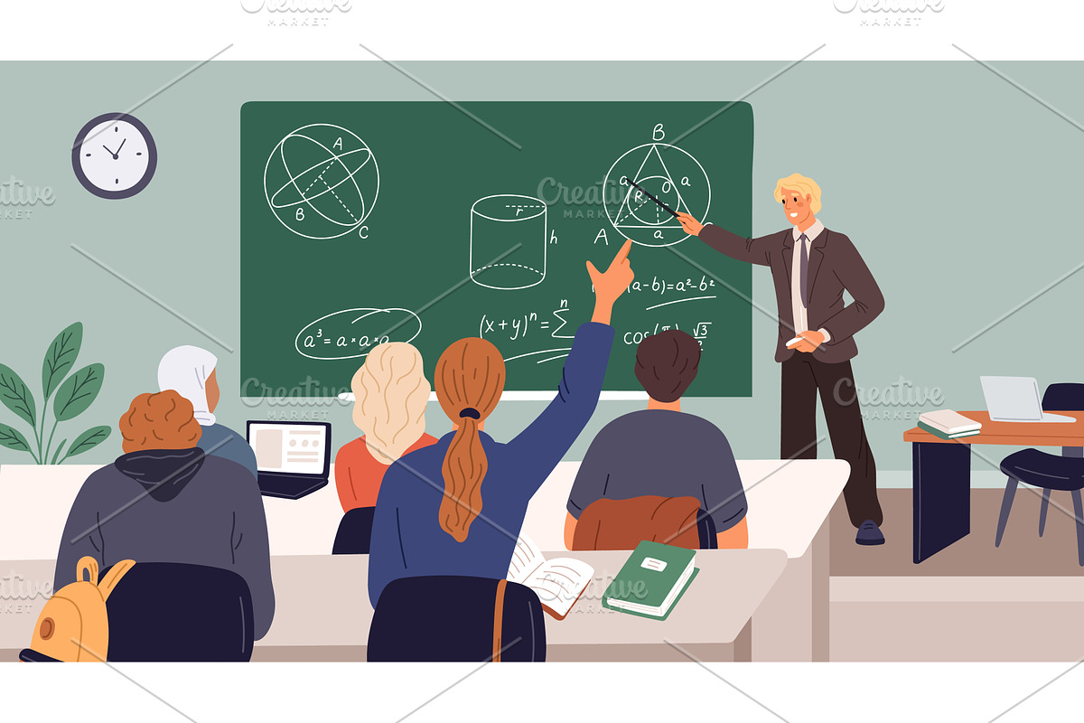 Male mathematics teacher teaching, an Education Illustration by Vectorbuum