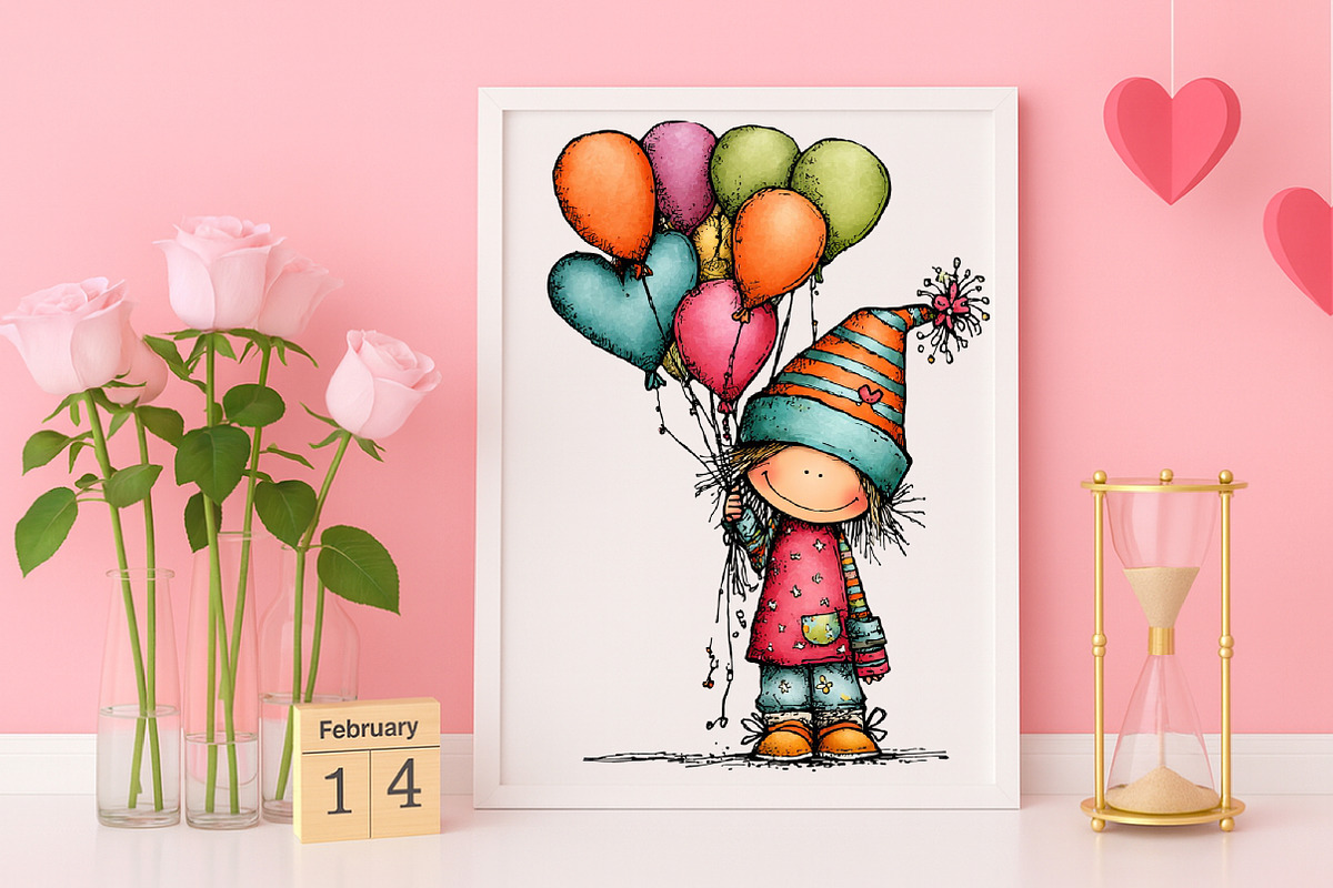 Watercolor Valentine Gnome Clipart, an Illustration by Canvas Craft (Photo 6 of 6)
