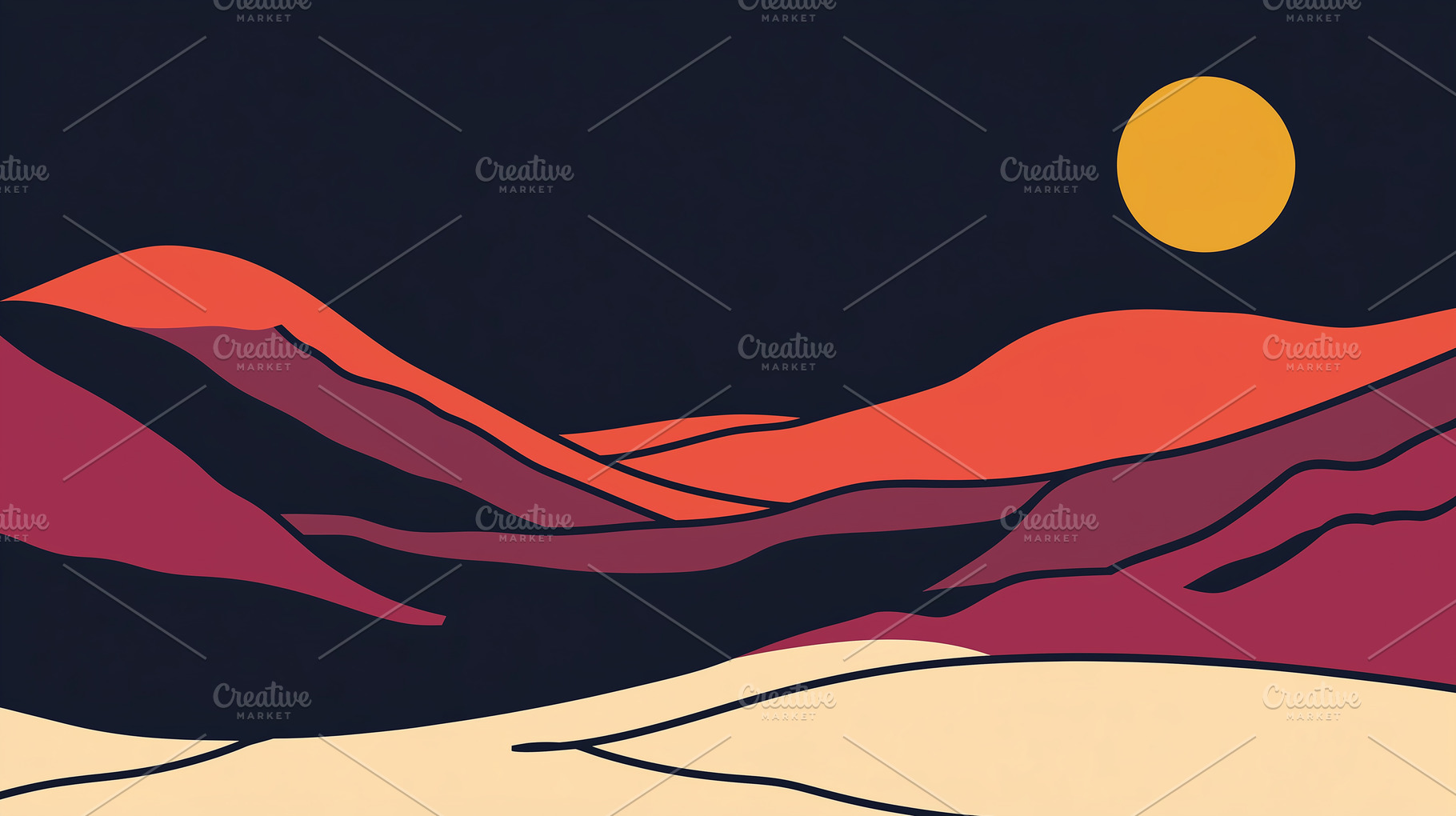 Nighttime Mexican desert featuring, an Abstract Photo by Imaginarium