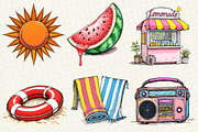 Retro Summer Beach Clipart, an Illustration by OK Design (Thumbnail 5 of 5)